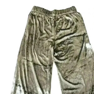 Mauve by Anthropologie, woman’s Large silver velvet wide leg pants​